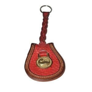 Vtg Dooney & Bourke Key Ring Fob Red Leather Double Horseshoe -- Flawed